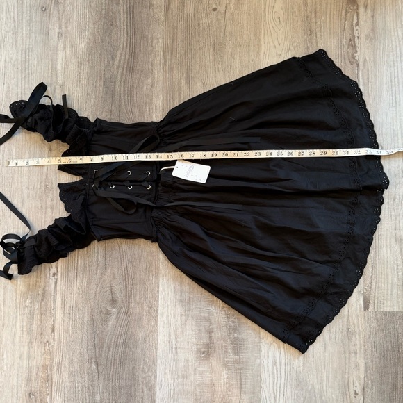 Kitteny Black Ruffle Mini Corset Dress Women’s size XS NWT Cotton Coquette - Picture 11 of 14